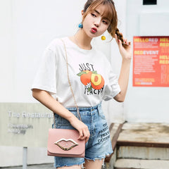 Big Lips Shoulder Bag for Women Stars Leather Change Purse Female Crossbody