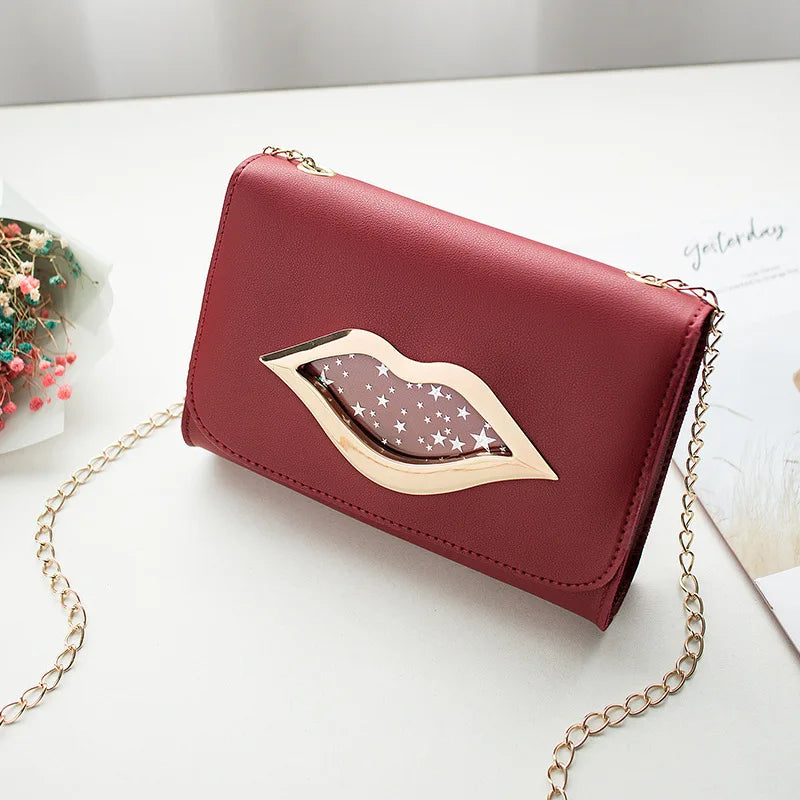Big Lips Shoulder Bag for Women Stars Leather Change Purse Female Crossbody