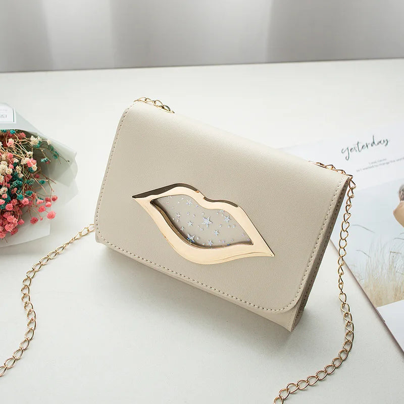 Big Lips Shoulder Bag Stars Leather Change Purse Women