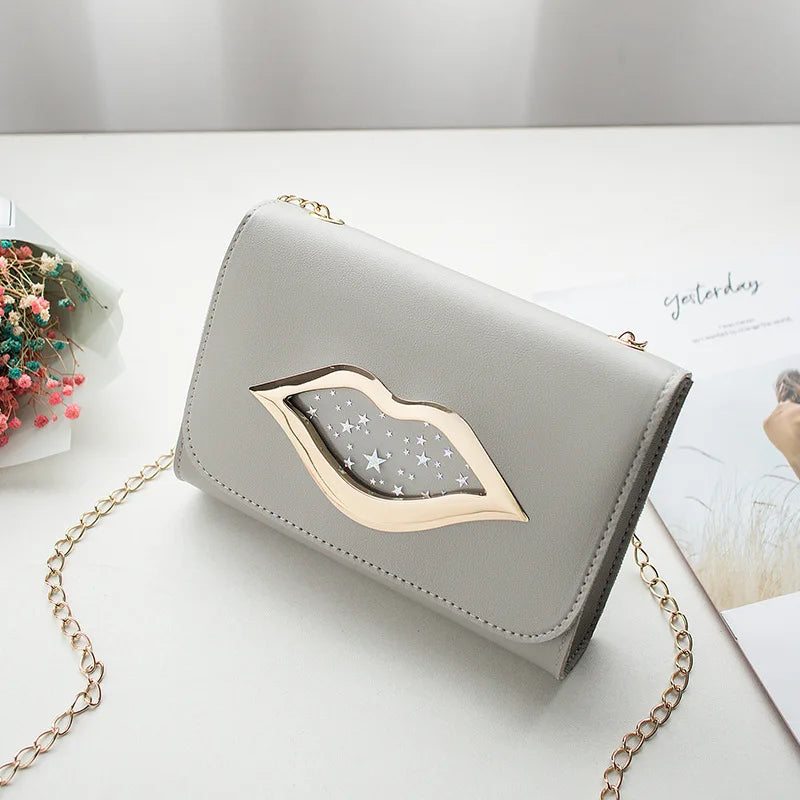 Big Lips Shoulder Bag Stars Leather Change Purse Women