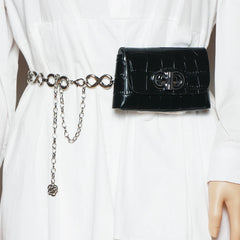 Sexy Snake Print PU Leather Mini Waist Chain Chest Bag for Women
