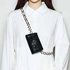 Sexy Snake Print PU Leather Mini Waist Chain Chest Bag for Women