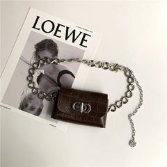 Sexy Snake Print PU Leather Mini Waist Chain Chest Bag for Women