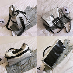 PU Leather Handbag High Crossbody Big Female For Women Silver Girl Messenger Han