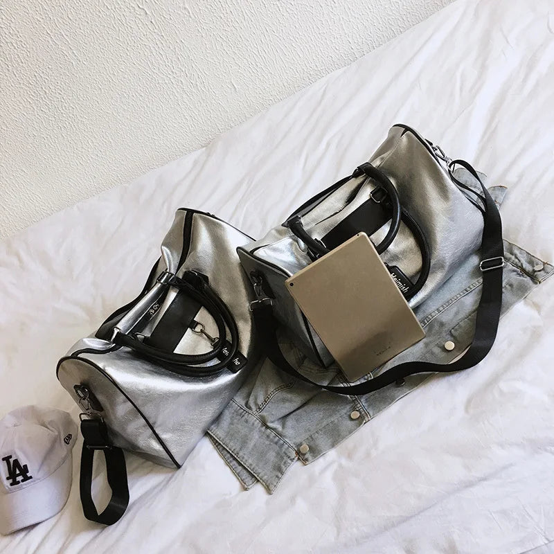 PU Leather Handbag High Crossbody Big Female For Women Silver Girl Messenger Han