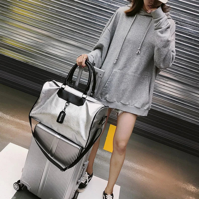 PU Leather Handbag High Crossbody Big Female For Women Silver Girl Messenger Han