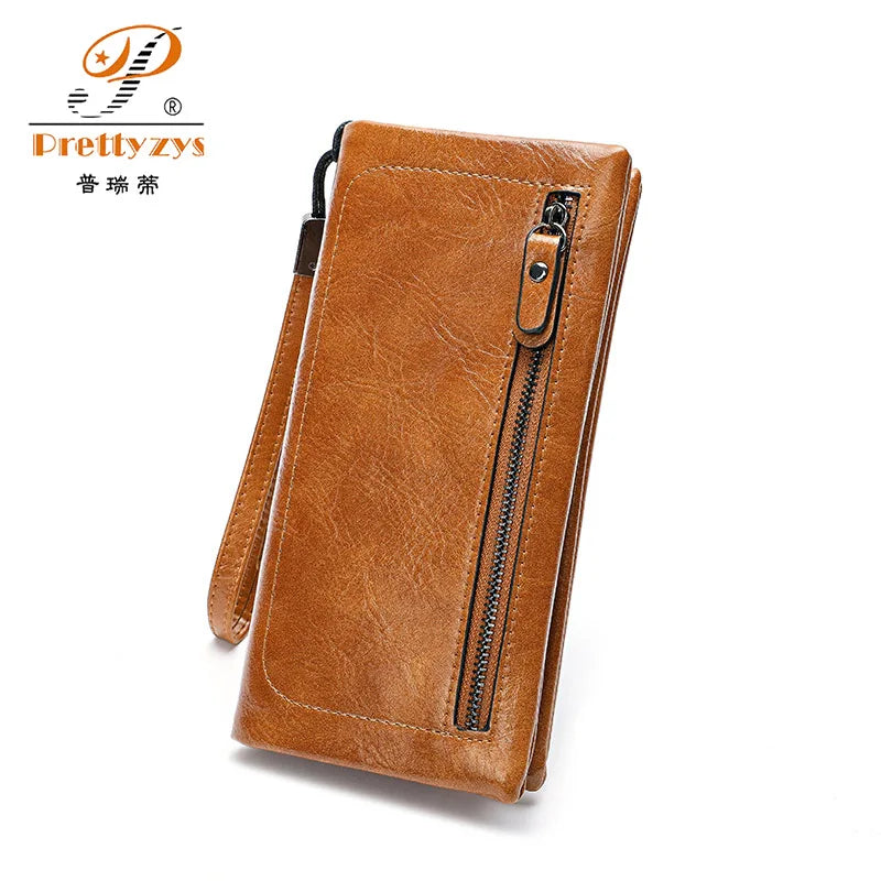 Women PU Leather Double Zip Clutch Wristlet Wallet