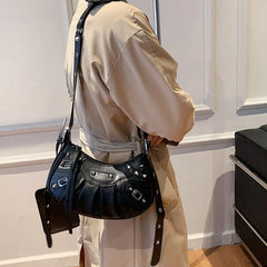 Rivet Soft Vintage PU Leather Crossbody Shoulder Woman Bags