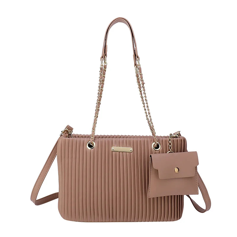 Pleated Tote Bags PU Leather Crossbody Bag for Women
