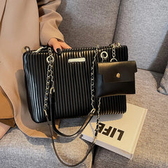 Pleated Tote Bags PU Leather Crossbody Bag for Women