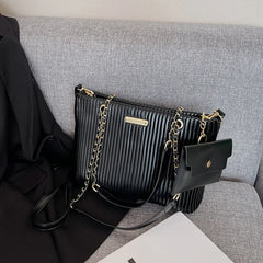 Pleated Tote Bags PU Leather Crossbody Bag for Women