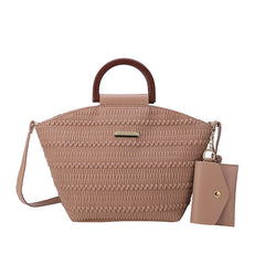 PU Leather Crossbody Bag Wooden Handle Tote for Party Cluth Purses