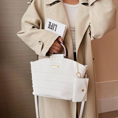 PU Leather Crossbody Bag Wooden Handle Tote for Party Cluth Purses