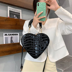 Heart Tote Bag Stone Pattern PU Leather Crossbody Bags Female Small Shoulder Bag