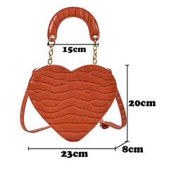 Heart Tote Bag Stone Pattern PU Leather Crossbody Bags Female Small Shoulder Bag