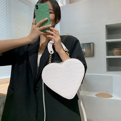Heart Tote Bag Stone Pattern PU Leather Crossbody Bags Female Small Shoulder Bag