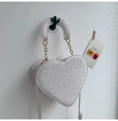 Heart Tote Bag Stone Pattern PU Leather Crossbody Bags Female Small Shoulder Bag