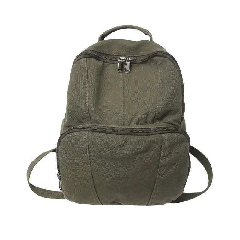 100% Cotton High Canvas Backpack for Girls Brown