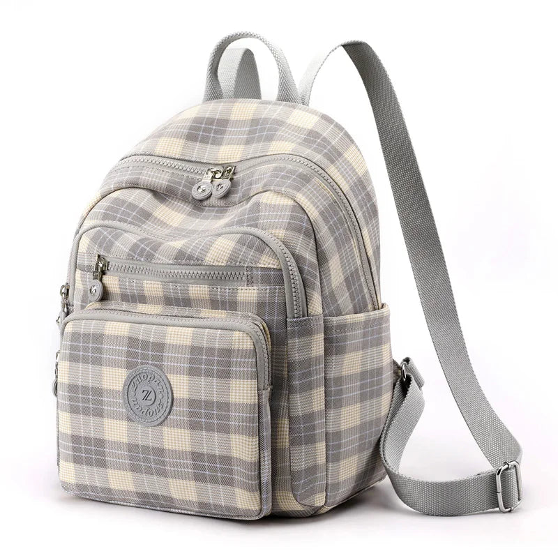 Plaid Backpack for Women England Style School Bag