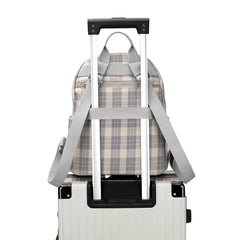 Plaid Backpack for Women England Style School Bag