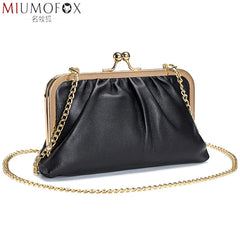 Kiss Lock Shoulder Bag Chain Crossbody Leather Clutch Wallet Messenger Bags