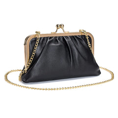 Kiss Lock Shoulder Bag Chain Crossbody Leather Clutch Wallet Messenger Bags