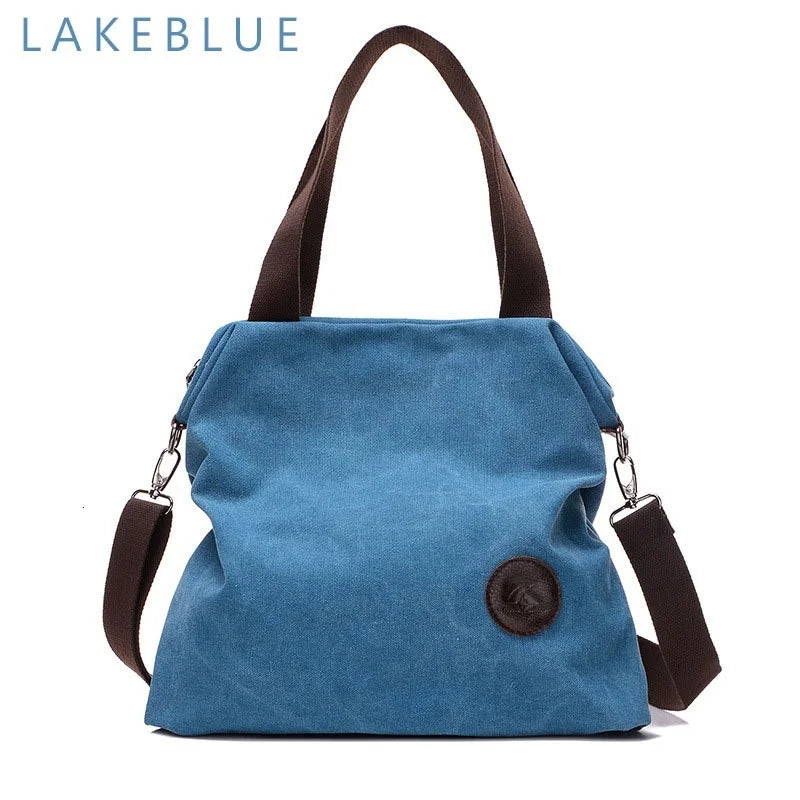 Large Capacity Canvas Leather Tote Handbag for Women