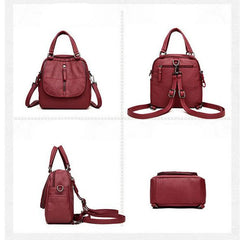 Leather Women's Backpack Casual School Bag