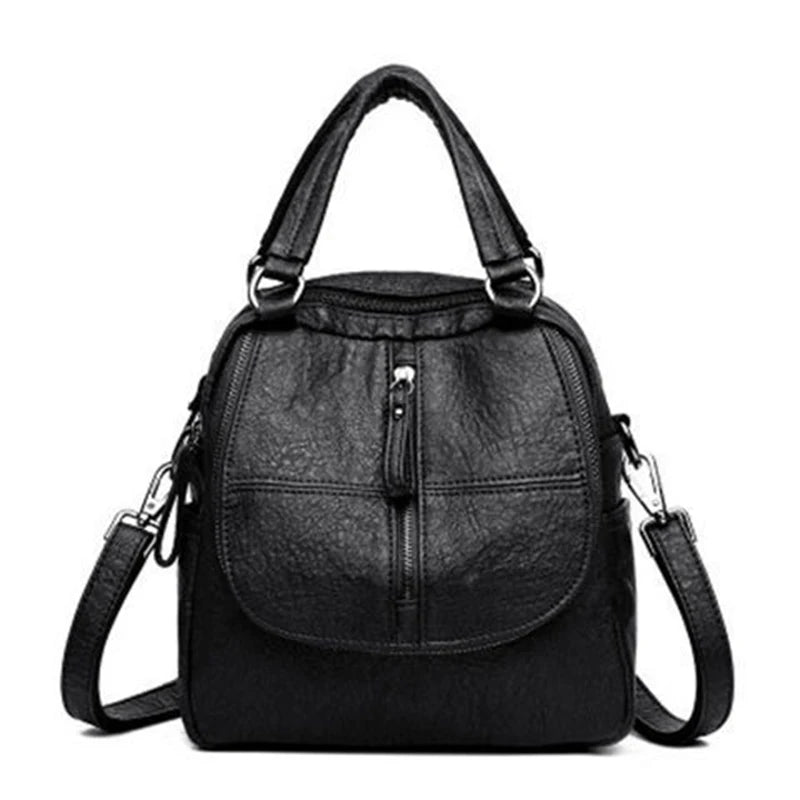 Leather Women's Backpack Casual School Bag