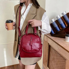 Leather Women's Backpack Casual School Bag