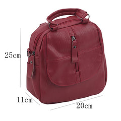 Women's Leather School Bag Casual Backpack