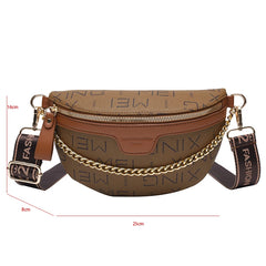 Letter Printed Waist Bag PU Leather Fanny Pack Women's Wallet Purse