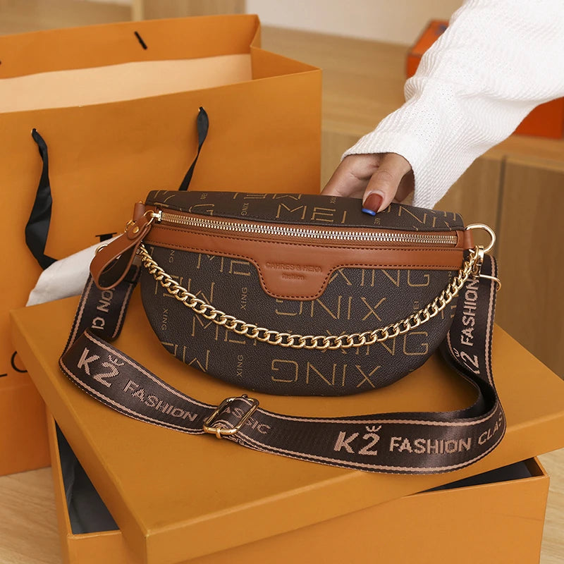 Letter Printed Waist Bag PU Leather Fanny Pack Women's Wallet Purse