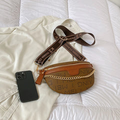 Letter Printed Waist Bag PU Leather Fanny Pack Women's Wallet Purse