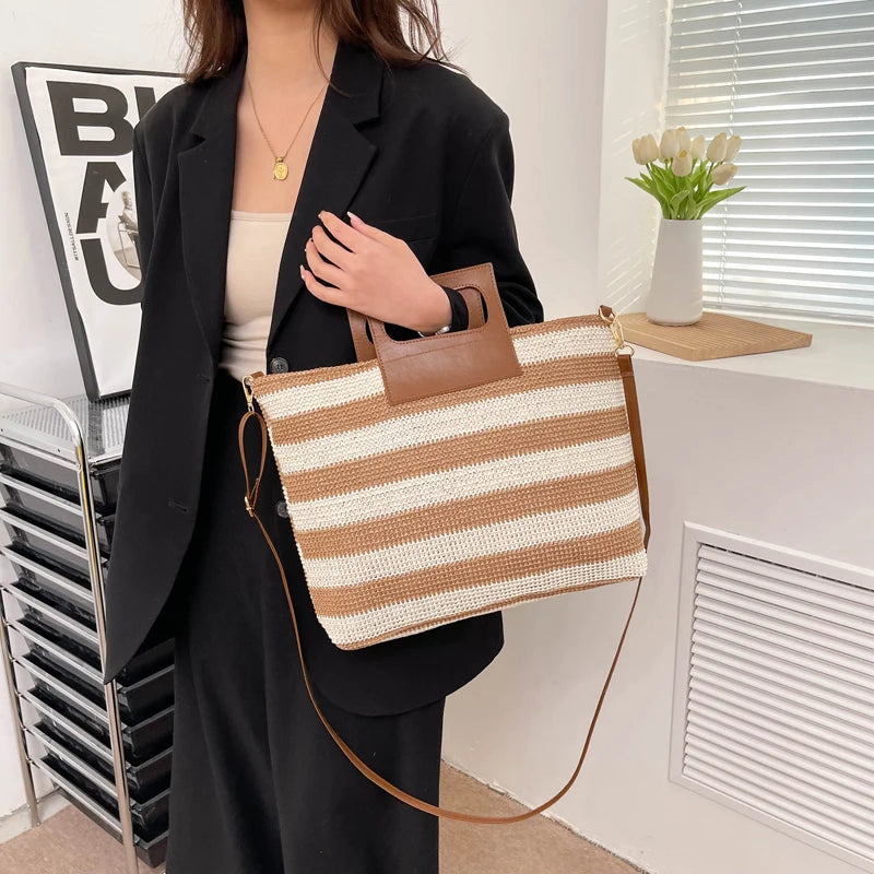 Women's Beach Tote Handbag Straw Crossbody Shoulder Bag