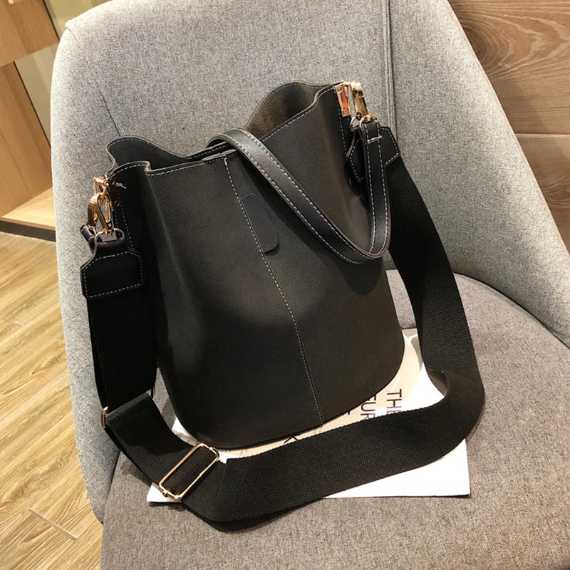 Women's Bucket Bag PU Leather Shoulder Crossbody Tote