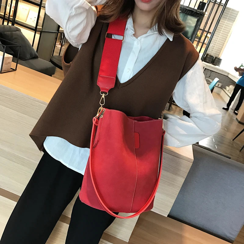 Women's Bucket Bag PU Leather Shoulder Crossbody Tote
