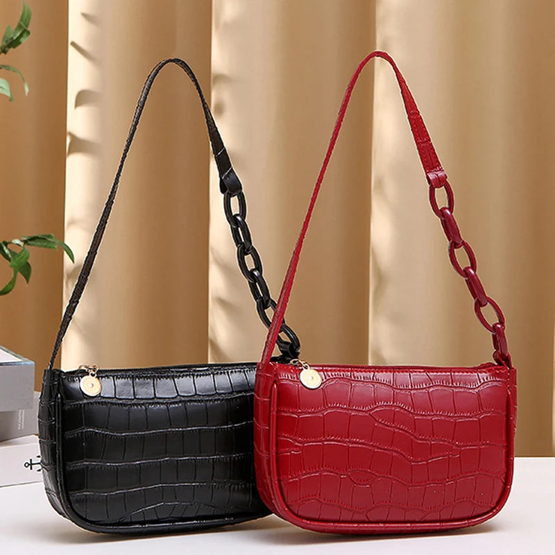 Stone Pattern PU Leather Single Shoulder Bag for Women