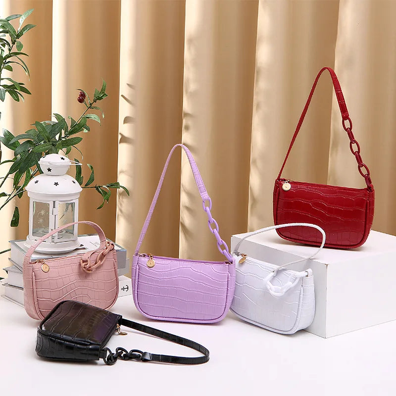 Stone Pattern PU Leather Single Shoulder Bag for Women