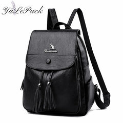 Women Backpack School Bags Girls Leather tassel Shoulder Travel Mochila