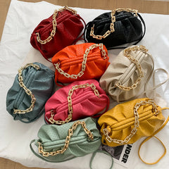 Women's Shoulder Bag Thick Chain Handbag PU Leather Crossbody Bag