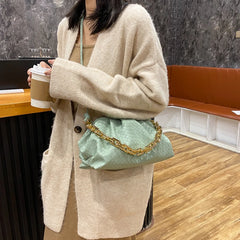 Women's Shoulder Bag Thick Chain Handbag PU Leather Crossbody Bag