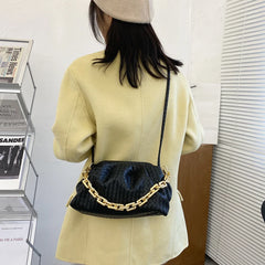 Women's Shoulder Bag Thick Chain Handbag PU Leather Crossbody Bag