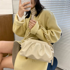 Women's Shoulder Bag Thick Chain Handbag PU Leather Crossbody Bag
