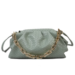 Women's Shoulder Bag Thick Chain Handbag PU Leather Crossbody Bag