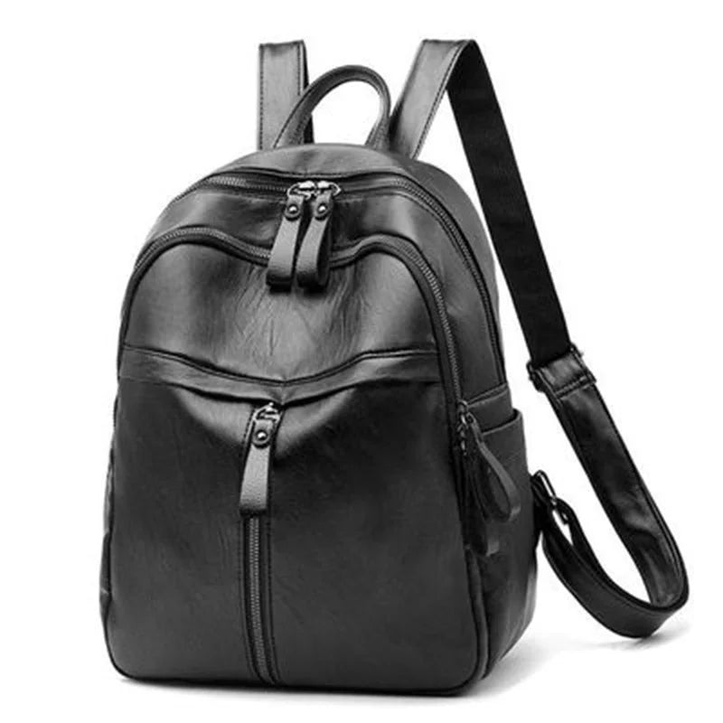 Men Leather School Backpack Waterproof Travel Bag Casual Rucksack
