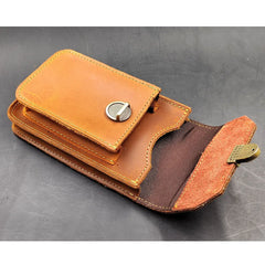 Men Crazy Horse Leather Waist Bag Hook Fanny Pack Vintage Casual Phone Pouch