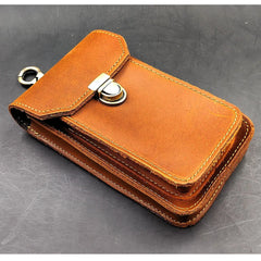 Men Crazy Horse Leather Waist Bag Hook Fanny Pack Vintage Casual Phone Pouch