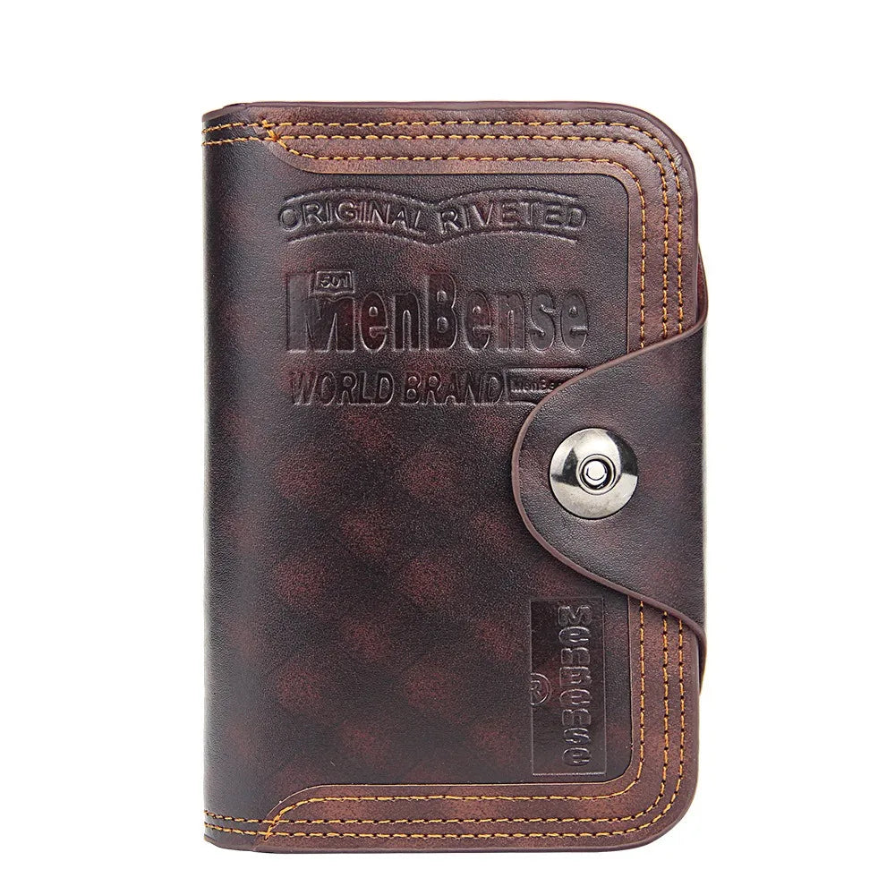 Men Wallet Magnetic Snap Clutch Bag Leather Compartment Portfel Carteira
