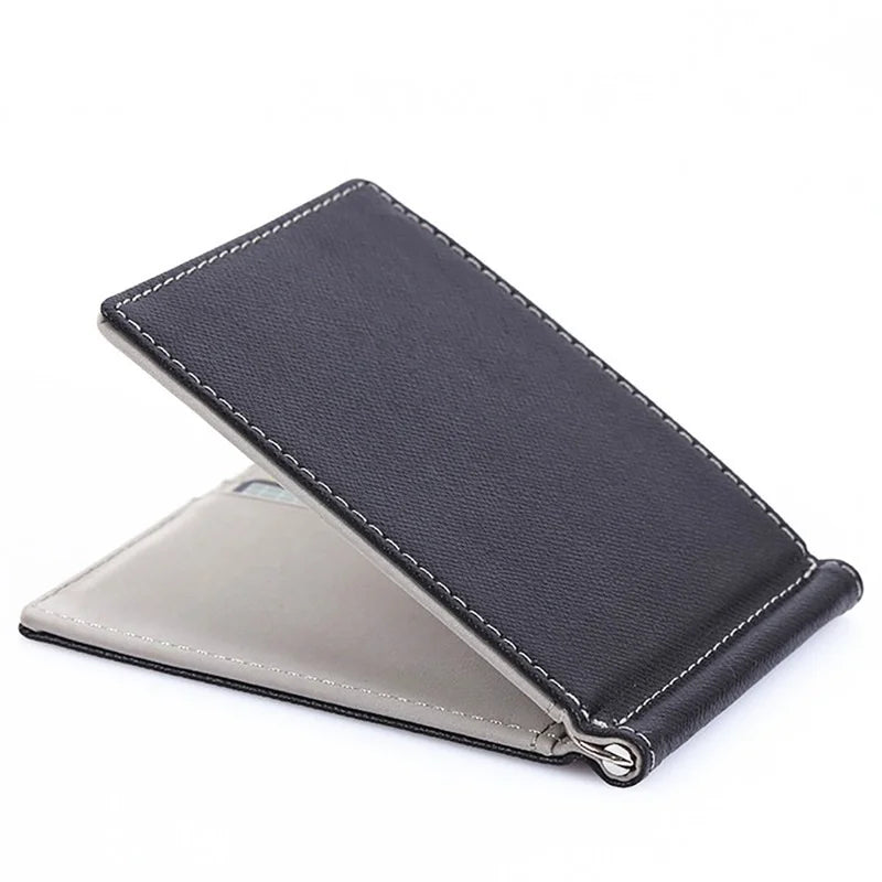 Short PU Leather Men Wallet Money Clip Solid Thin Purses